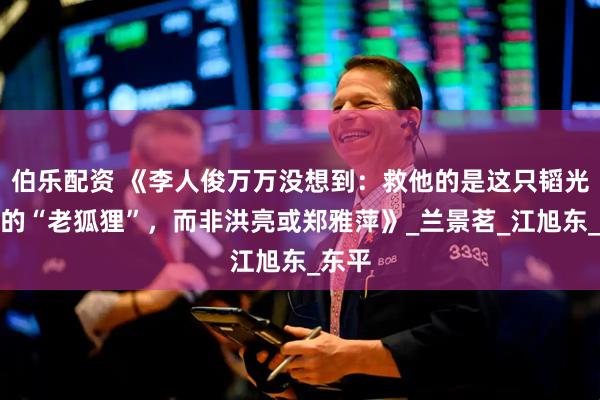 伯乐配资 《李人俊万万没想到：救他的是这只韬光养晦的“老狐狸”，而非洪亮或郑雅萍》_兰景茗_江旭东_东平