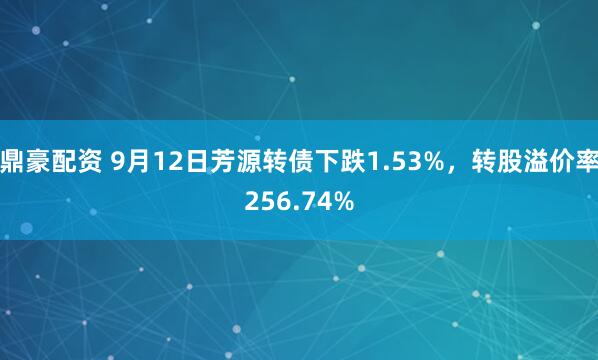 鼎豪配资 9月12日芳源转债下跌1.53%，转股溢价率256.74%